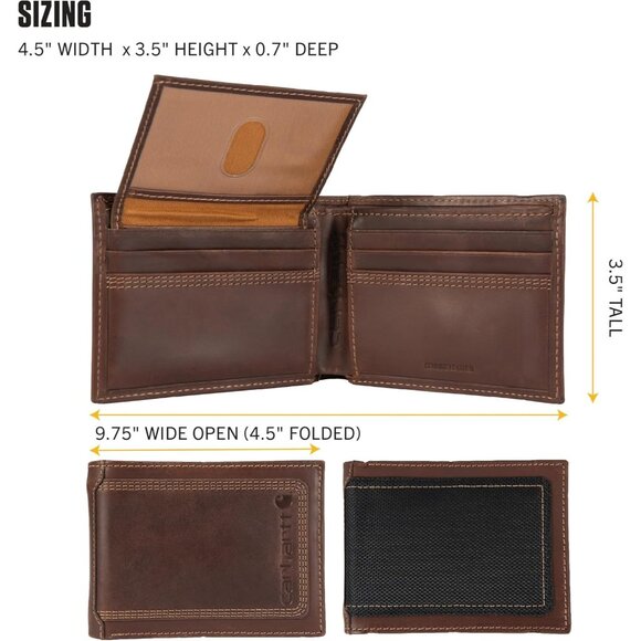 🆕Men Brown Top Grain Leather Passcase Wallet, Contrasting Stitch Detail - Picture 5 of 6